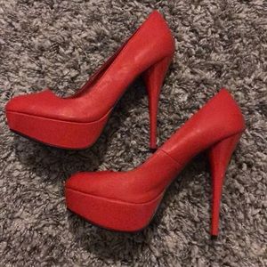 Red Qupid platform heels